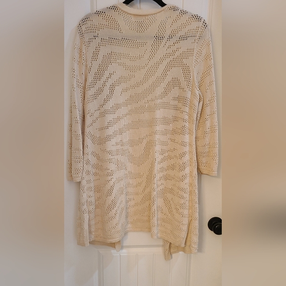 JM Collection Cream Open Front Cardigan - Picture 2 of 6